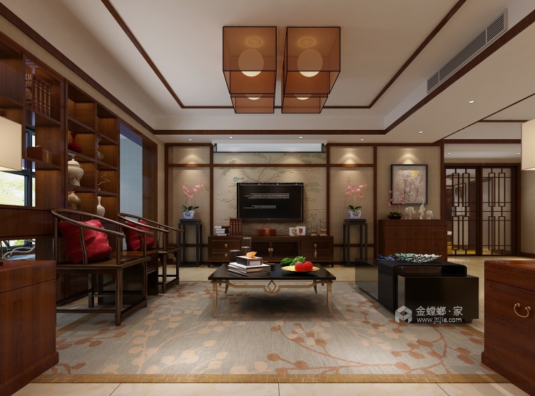 中式韵味，感受传统色彩的气质-客厅效果图及设计说明