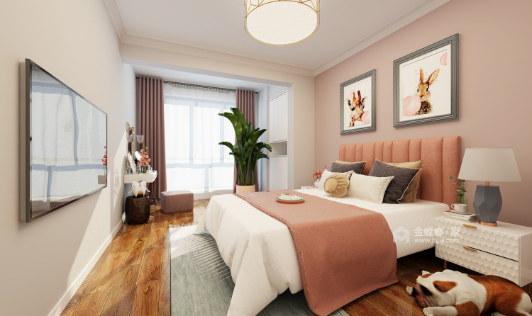 95㎡现代风格打造粉色浪漫-卧室效果图及设计说明