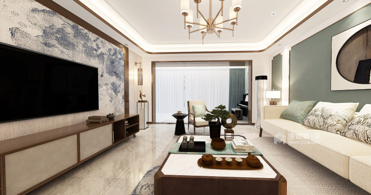新中式客厅背景墙，禅意端庄，儒雅大方！-客厅效果图及设计说明