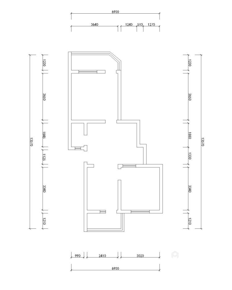 方池街75㎡两室实景案例-业主需求&原始结构图