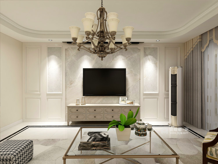 客厅简单的纯色，自然舒适也耐看！-客厅效果图及设计说明