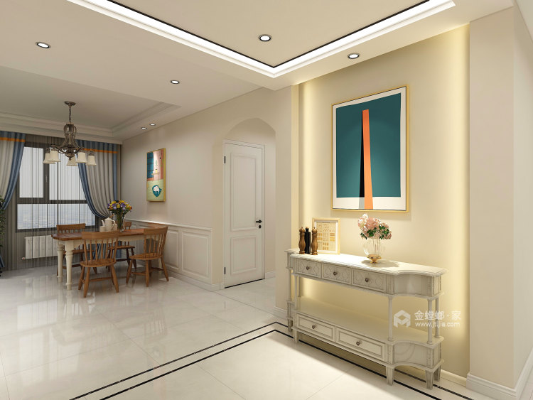 客厅简单的纯色，自然舒适也耐看！-餐厅效果图及设计说明