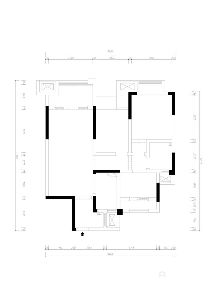 92平金科公园王府新中式风格-业主需求&原始结构图