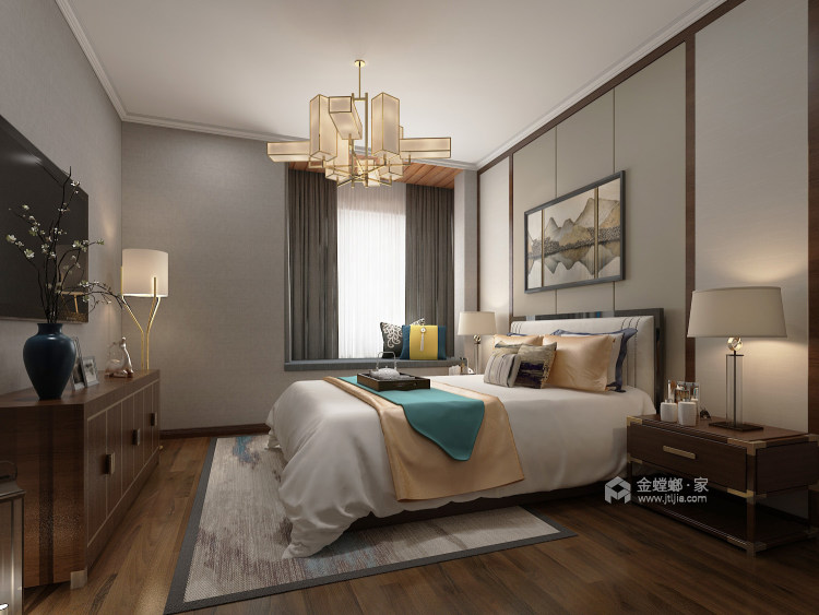 121㎡新中式——古清新韵-卧室效果图及设计说明