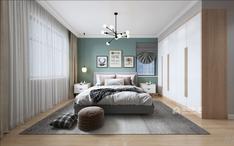 126㎡高品质现代风-卧室效果图及设计说明