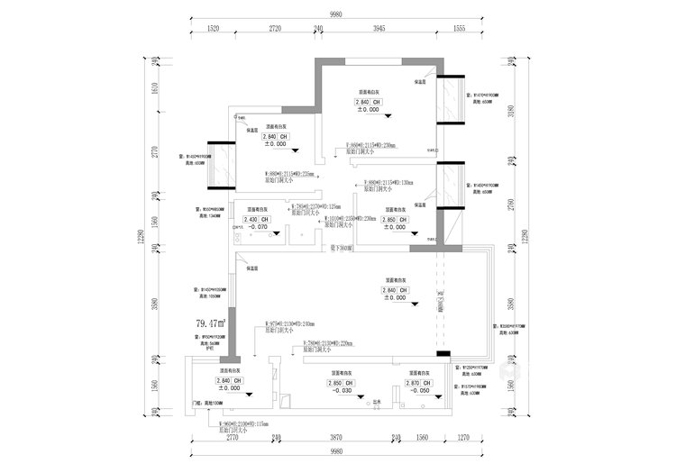 鹭岛国际96㎡3室效果图-业主需求&原始结构图