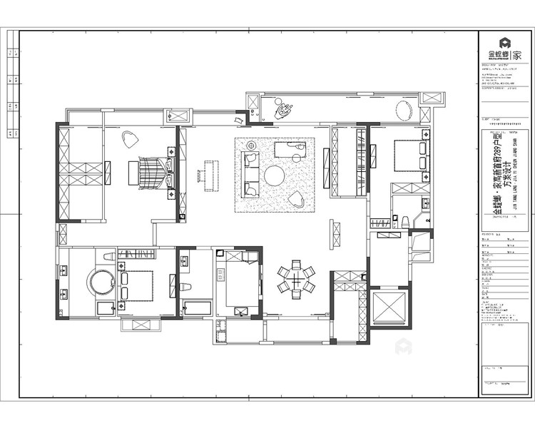 289㎡浪漫5居室，打造高贵的法式轻奢-平面设计图及设计说明