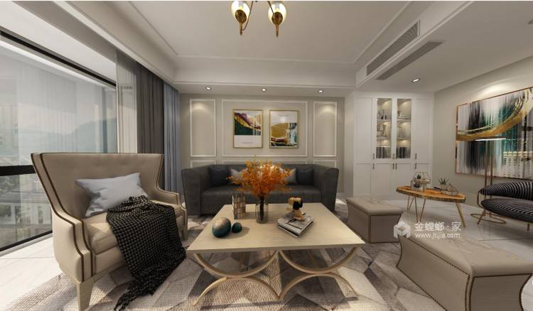 140平复式·简雅现代，让家有不一样的温馨-客厅效果图及设计说明