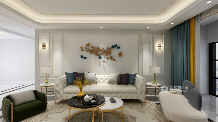 有格调的89平轻奢空间巧变120平时尚美家-客厅效果图及设计说明