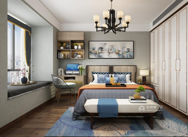 120平中式三居，快节奏里的慢生活-卧室效果图及设计说明
