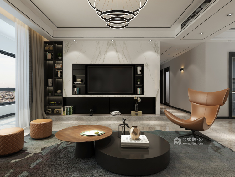 160m²的现代生活家居体验-客厅效果图及设计说明