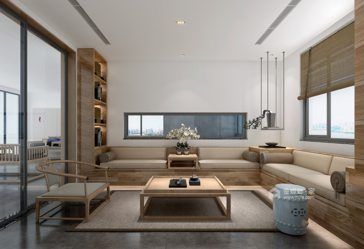 简洁淡雅 宁静致远  充满禅意的日式风格-客厅效果图及设计说明