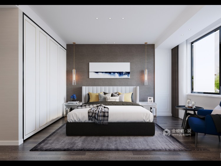 简约中的色彩印象派-卧室效果图及设计说明