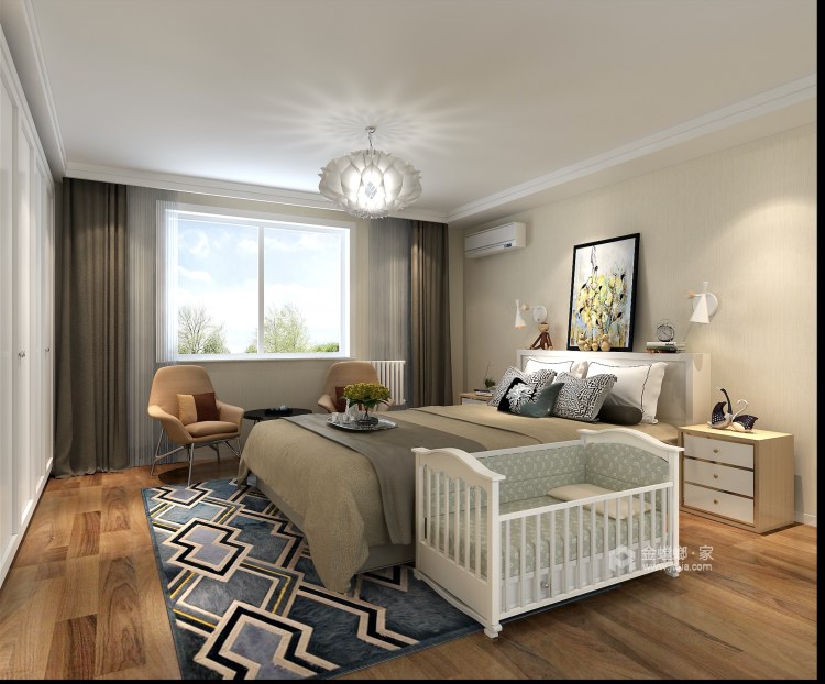大平层三居现代风格-卧室效果图及设计说明