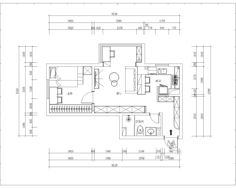 现代简约一室一厅设计案例-平面设计图及设计说明