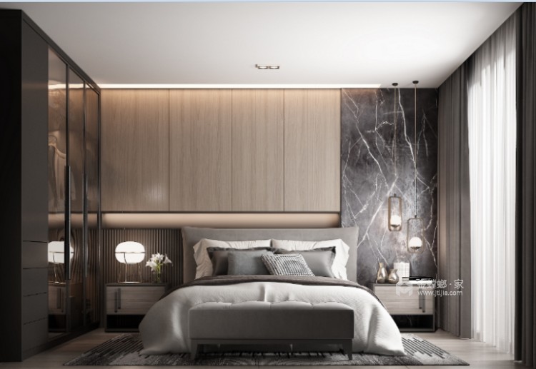 大平层4居现代简约风格-卧室效果图及设计说明