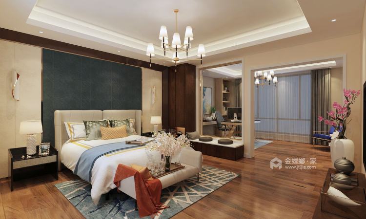 清新新中式别墅-卧室效果图及设计说明