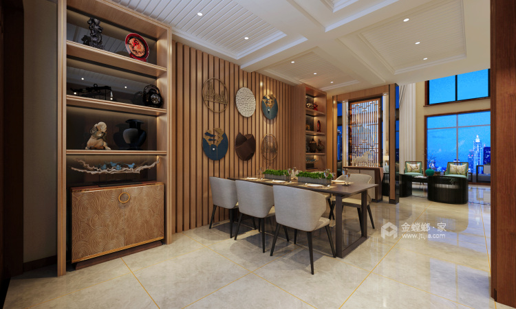 清新新中式别墅-餐厅效果图及设计说明