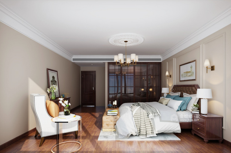 经典简美复式、成功人士的品质理想之家-卧室效果图及设计说明