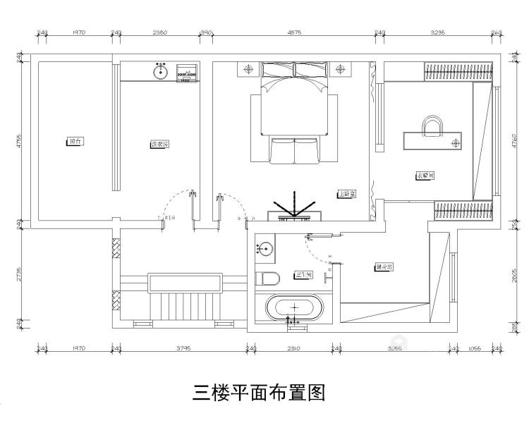 清新新中式别墅-平面布置图