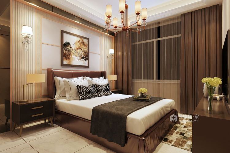 美式中式混搭风格-卧室效果图及设计说明