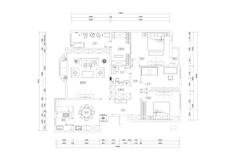 168㎡ 新中式  3室-平面设计图及设计说明