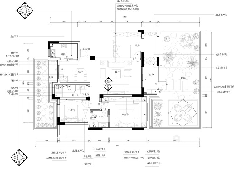 三室两厅一厨两卫现代风格-平面设计图及设计说明