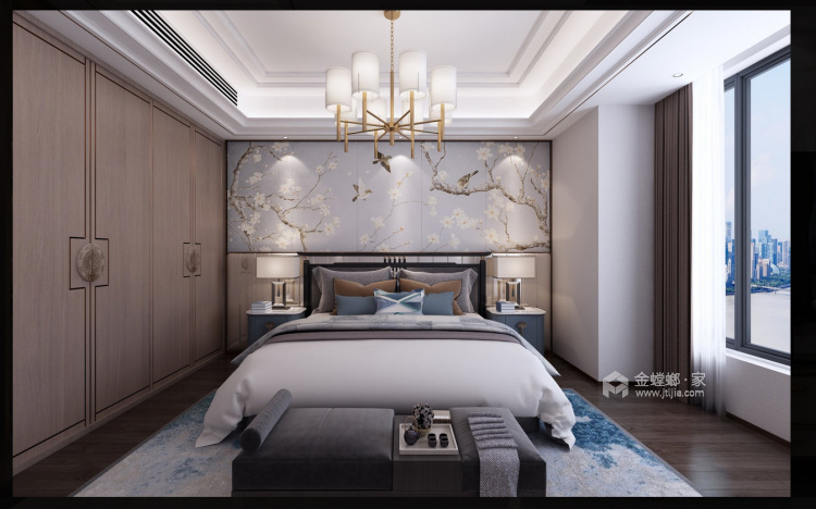 现代新中-卧室效果图及设计说明