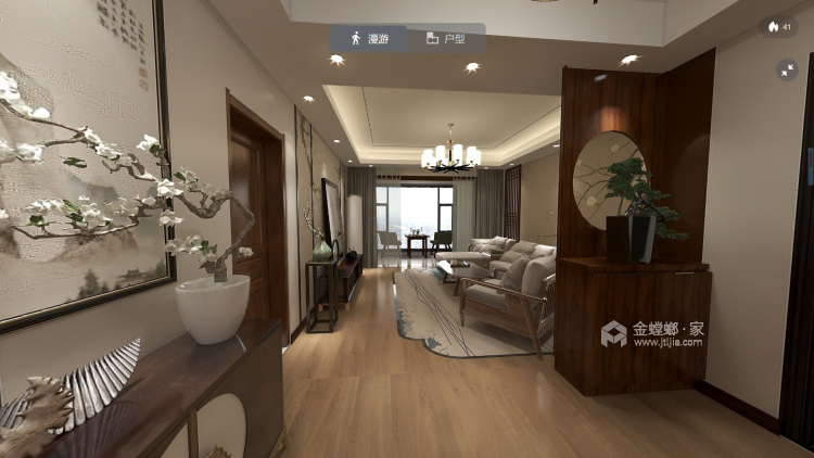 新中式 柔美-客厅效果图及设计说明