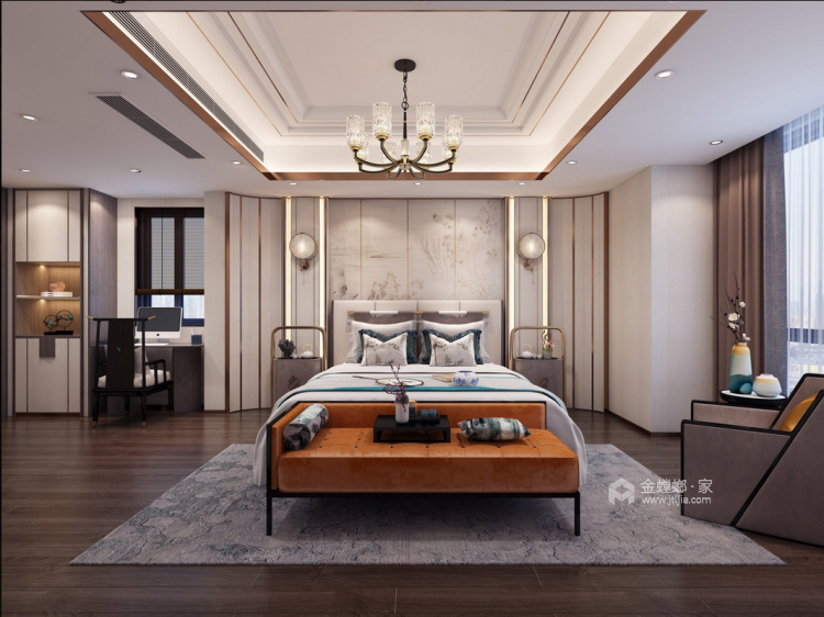 现代新中-卧室效果图及设计说明