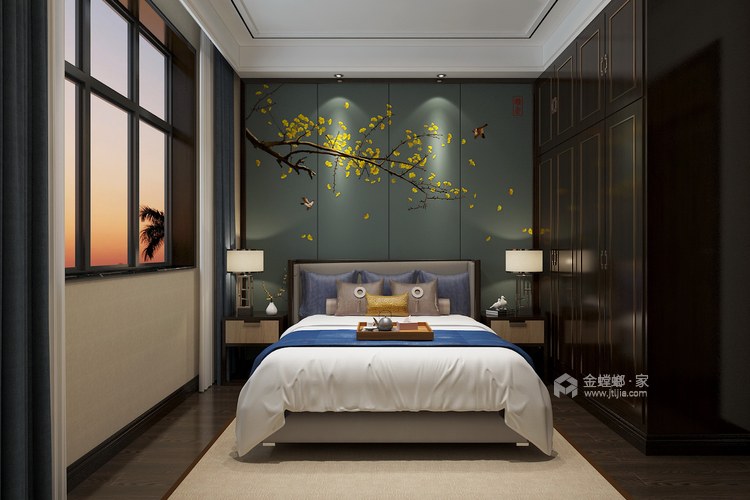 新中式别墅-卧室效果图及设计说明
