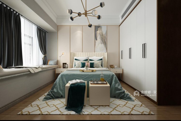 精装房锐变——现代轻奢的雅致空间-卧室效果图及设计说明