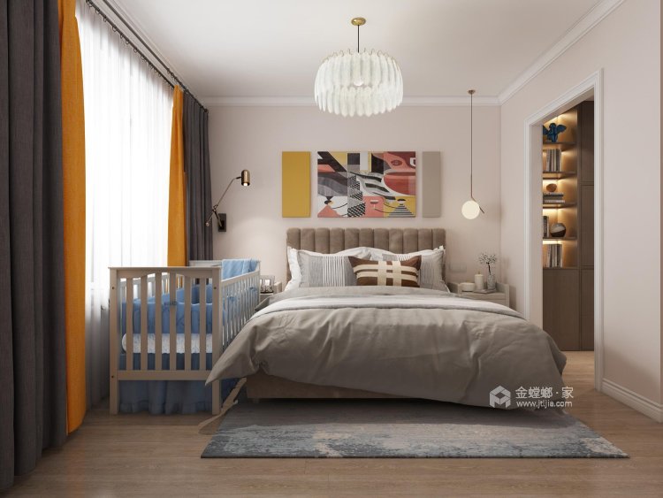 清爽的北欧风，暖暖的美家-卧室效果图及设计说明