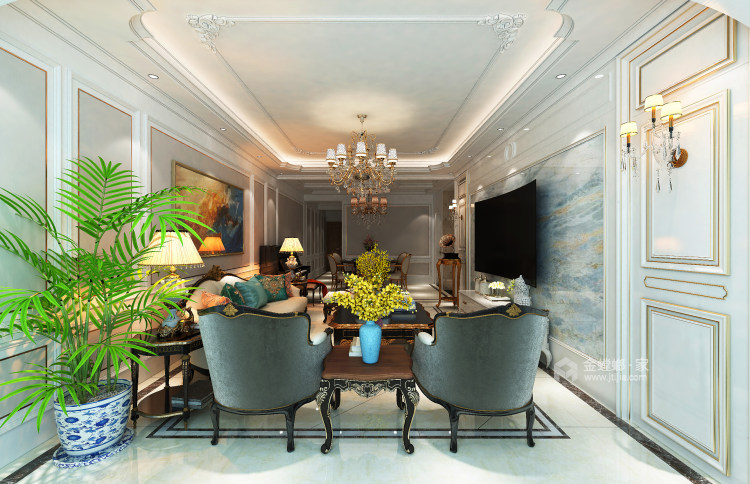 奢华欧式-客厅效果图及设计说明
