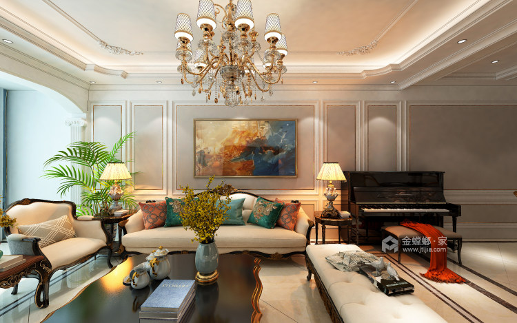 奢华欧式-客厅效果图及设计说明