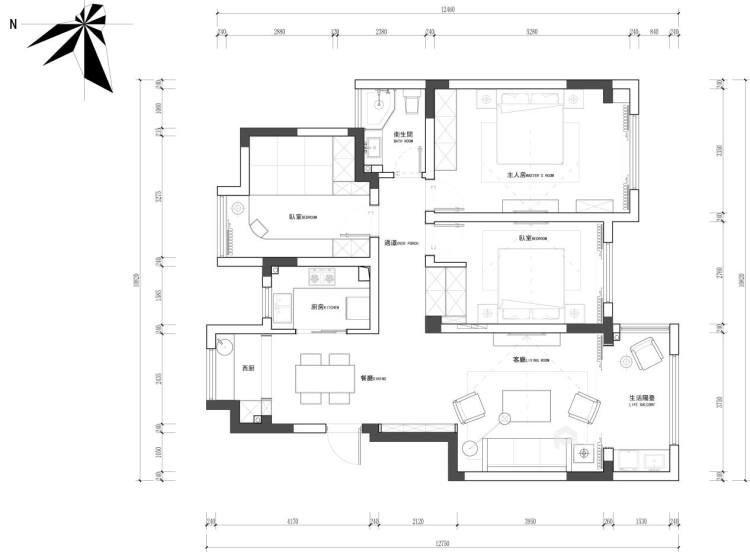 现代轻奢之家-平面设计图及设计说明