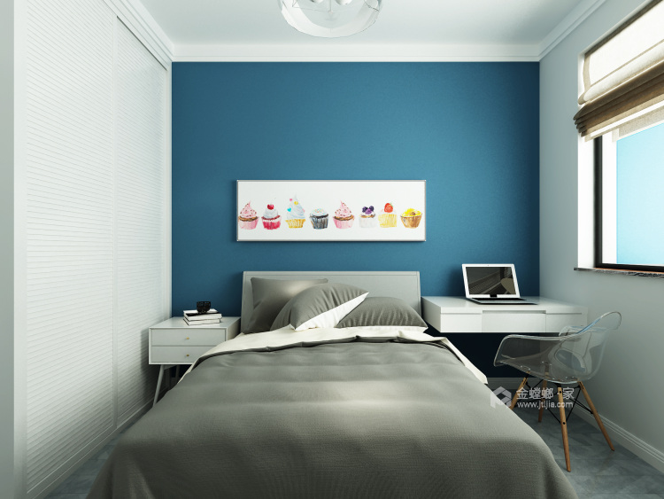 灰白基底的个型之家，营造现代休闲空间-卧室效果图及设计说明
