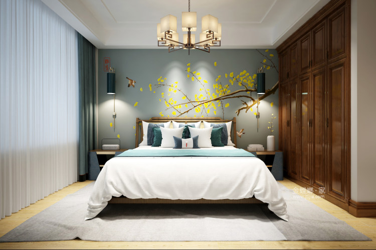 新中式大宅的典雅高贵-卧室效果图及设计说明