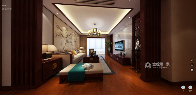 中式风格-客厅效果图及设计说明