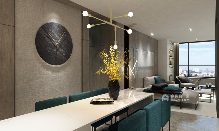 雅致大气的保利达江湾城108平现代风案例-餐厅效果图及设计说明