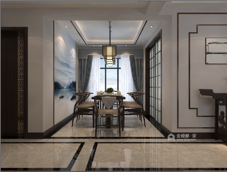 除却浮华，洗净尘埃，新中式带给你清澈的家-餐厅效果图及设计说明