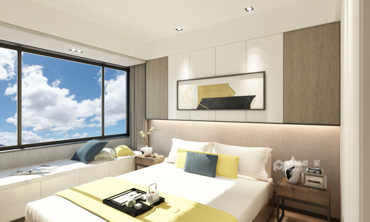 明亮舒适的现代简约风案例-卧室效果图及设计说明