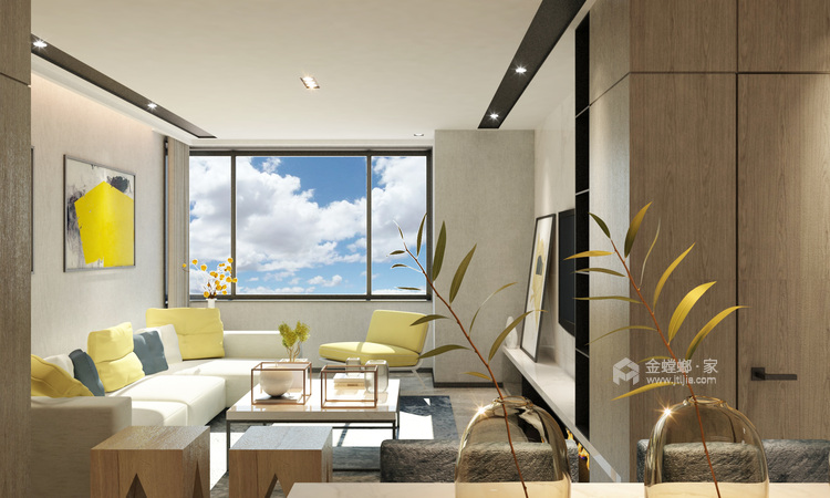 明亮舒适的现代简约风案例-客厅效果图及设计说明