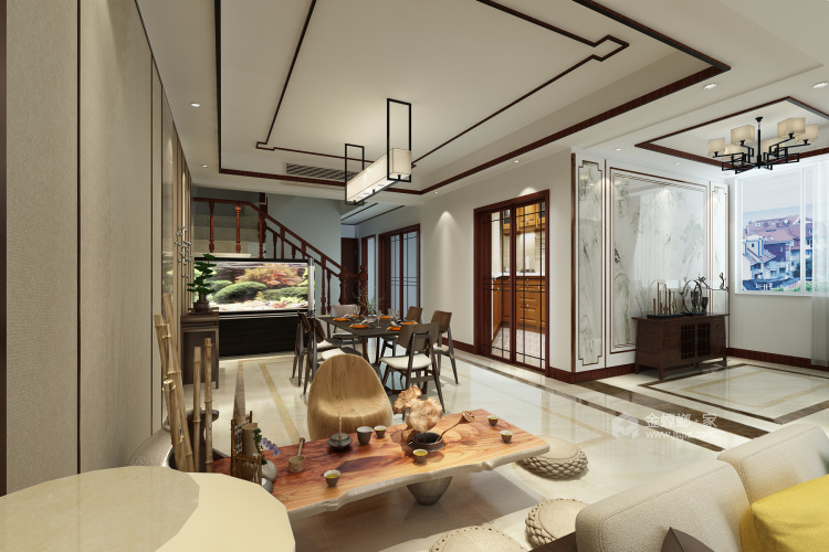 新中式大气又富贵-餐厅效果图及设计说明