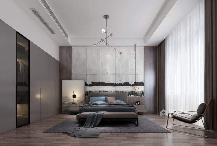 极简后现代-卧室效果图及设计说明