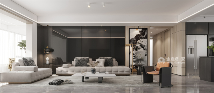 现代时尚与温柔静谧-客厅效果图及设计说明