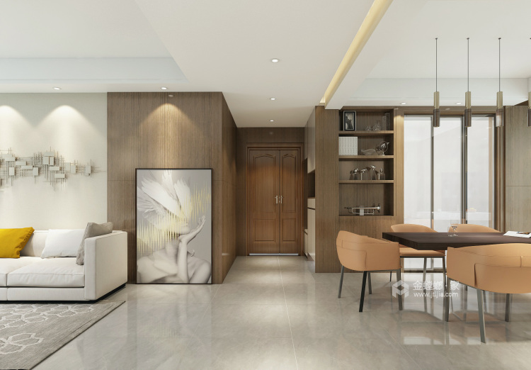 现代风格演绎140平米3室的功能与颜值-客厅效果图及设计说明