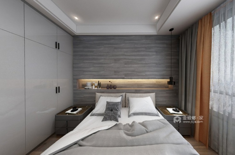 君悦湾现代黑白灰-卧室效果图及设计说明