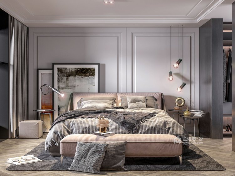 现代与轻奢的结合-卧室效果图及设计说明