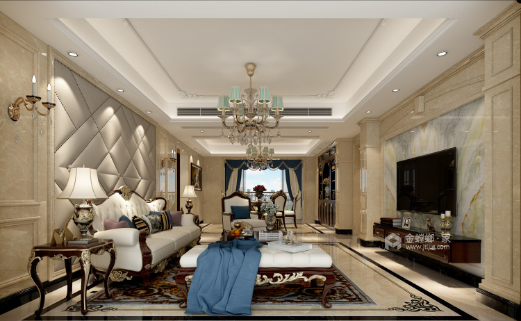 200平星宝明珠欧式风格-温馨之家-客厅效果图及设计说明